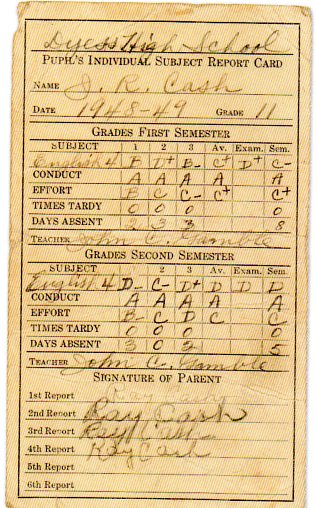 Johnny cash report card584