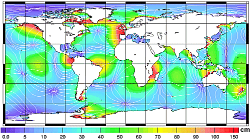 Moon gone map of tidal changes