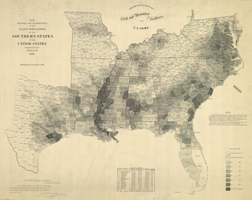 Map slavery US 1864