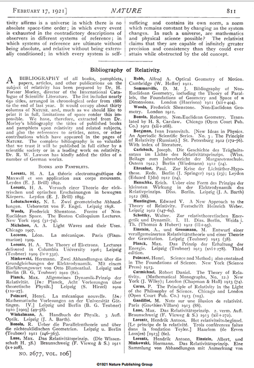 Relativity Nature Bibliog 1