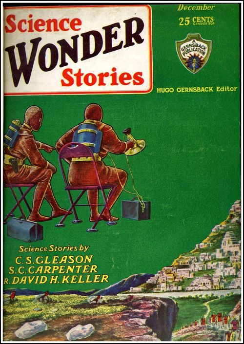 Science wonder stories seated floating