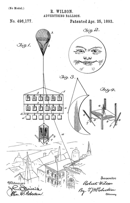 Patent balloon advertising 1893