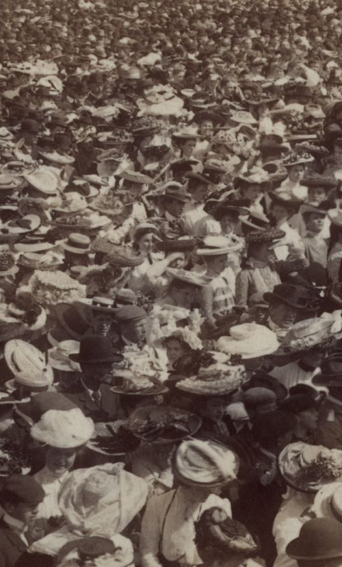 Crowds hats roosevelt detail looking at cam