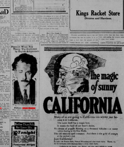 Einstein newspaper guthrie ok 1920