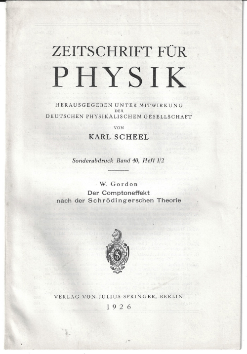 Gordon Walter Comptoneffekt