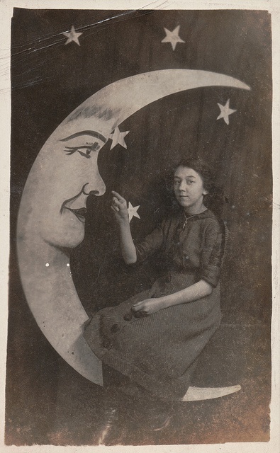 Moon girl poking nose Moon girl poking nose