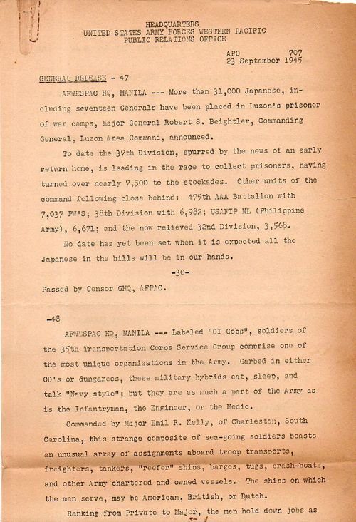 WWII--Japanese prinsoers surrender 23 Sept 1945150