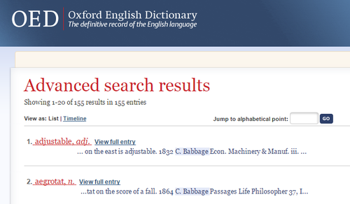 OED Babbage OED Babbage