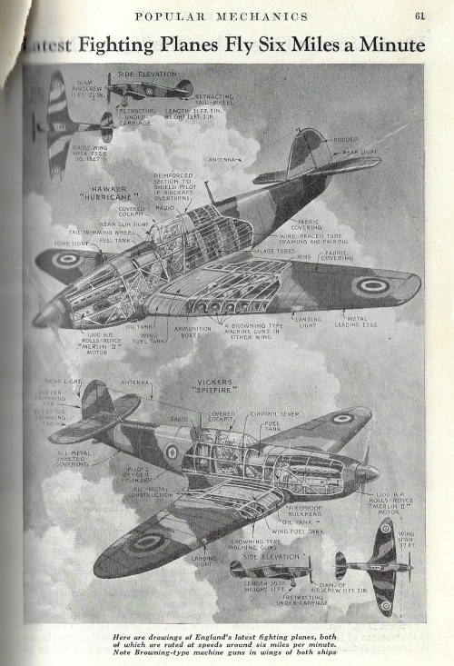 Cross section 1939 Spitfire Hurricane