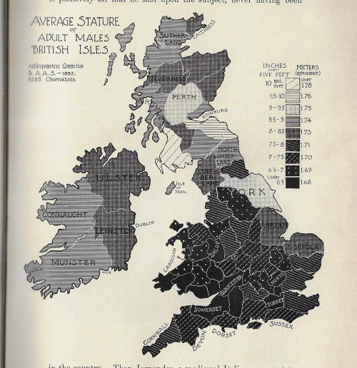 Maps average heights men British isles Maps average heights men British isles