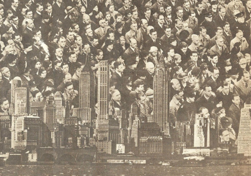 NYC People in skyline detail