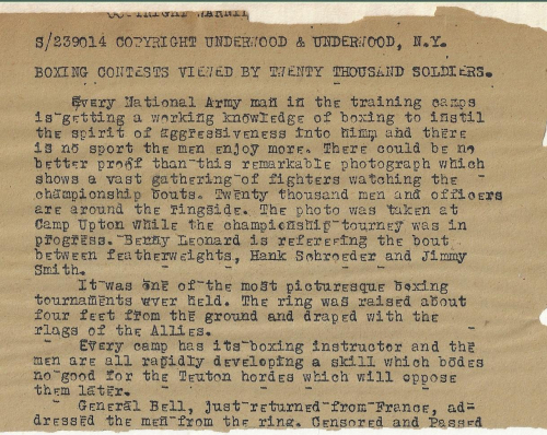 WWI Photo boxing text