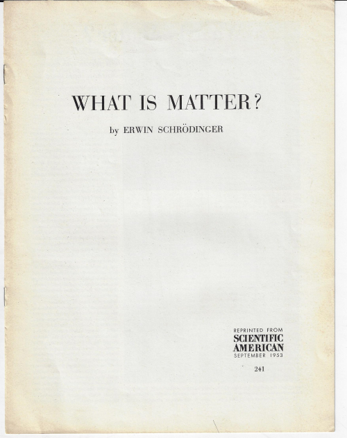 Schroedinger what is matter