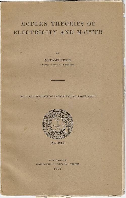 Curie Theories Smithsonian 1907