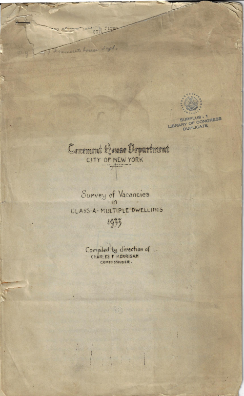 NYC apartment rents 1933 cover NYC apartment rents 1933 cover