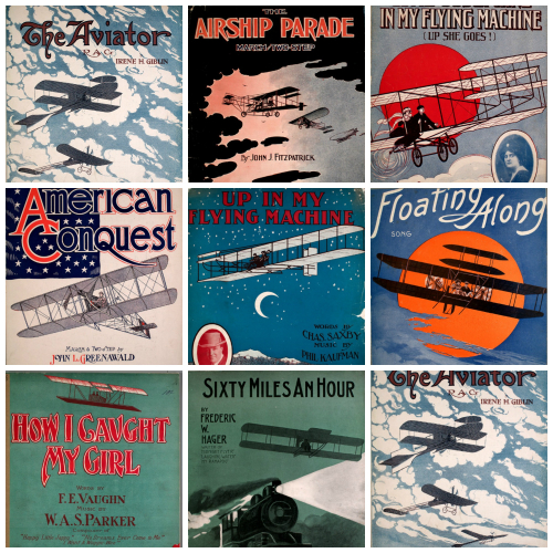 Aircraft sheet music collage