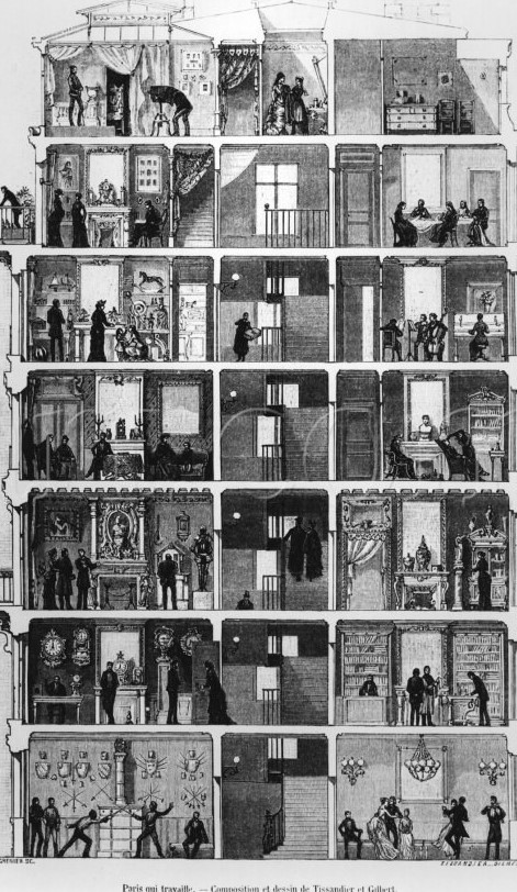 Cross section parisian building 1883
