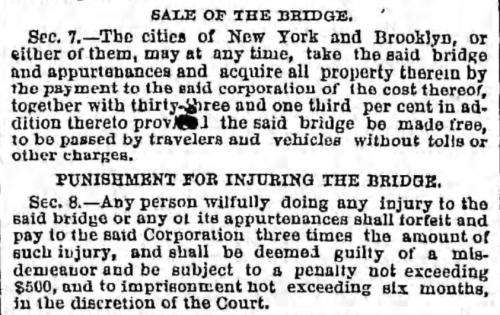 Brooklyn Bridge sale of 