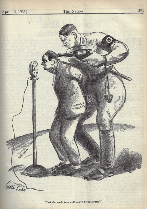Nation 1933 Hitler minorities cartoon