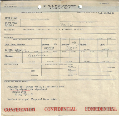 U 977 signal US receipt_0001 U 977 signal US receipt_0001